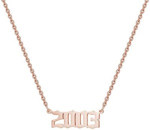Authentic Birth Year Number 2003 Necklace with Chain 14k Rose Gold Plated Sterling Silver