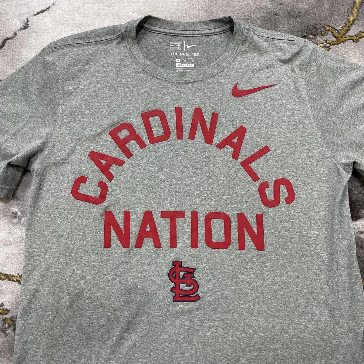 St. Louis Cardinals Nike Dri-Fit T-Shirt Mens Medium Grey CARDINALS NATION  Adult