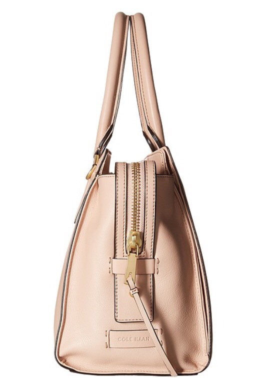 New Cole Haan Marli Square Satchel pink nude bag RFID leather Gold