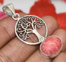 Red Jasper Gemstone Pendant Tree Style 925 Silver Plated U311-A192