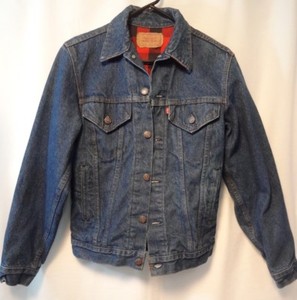 Vintage Levi's Blue Denim Jean Jacket 34L Red Buffalo Plaid Lining USA Made | eBay