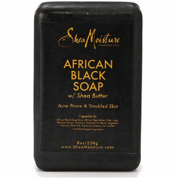 Shea Moisture African Black Soap For Acne-Prone Troubled Skin 8oz LARGE BAR 2-PK