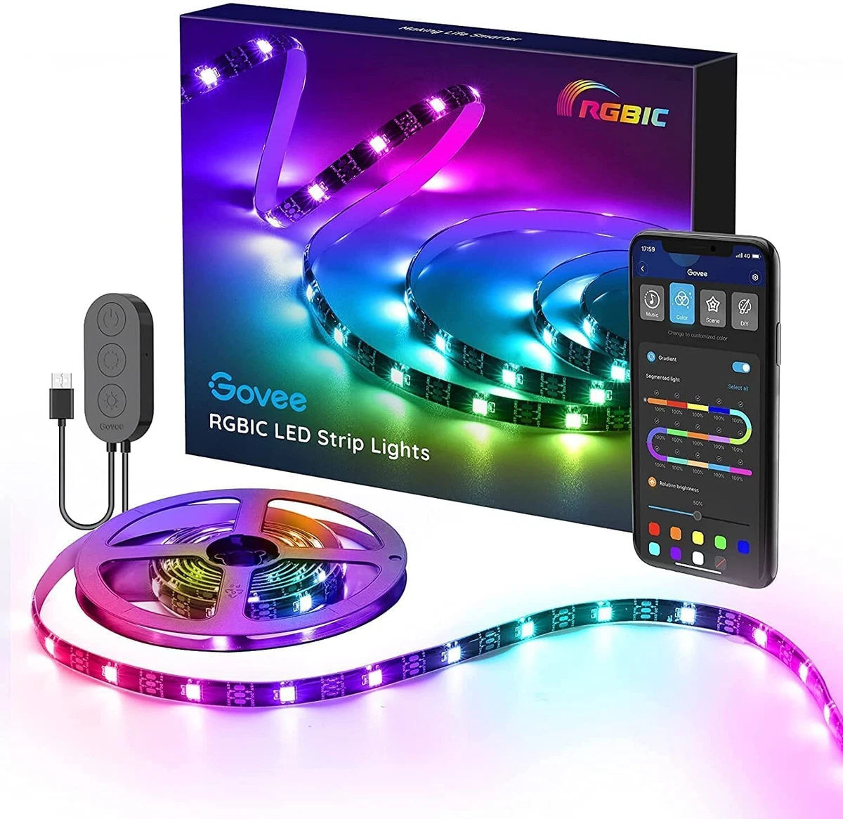 Govee Dreamcolor Led Strip Lights With App 6.56Ft 2M Usb TV