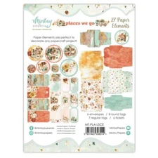 Places We Go Paper Elements - Mintay Papers 27/pk Tags Tickets Scrapbook Journal