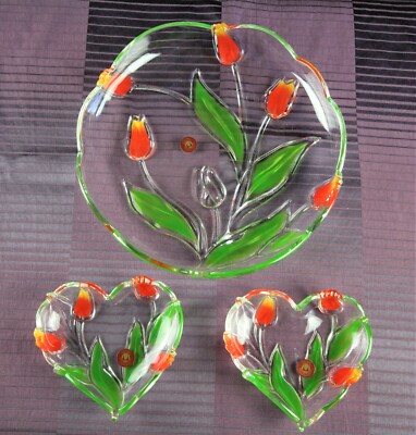 Original Walther Glas Made in Germany 1 Platter and 2 Small Plates