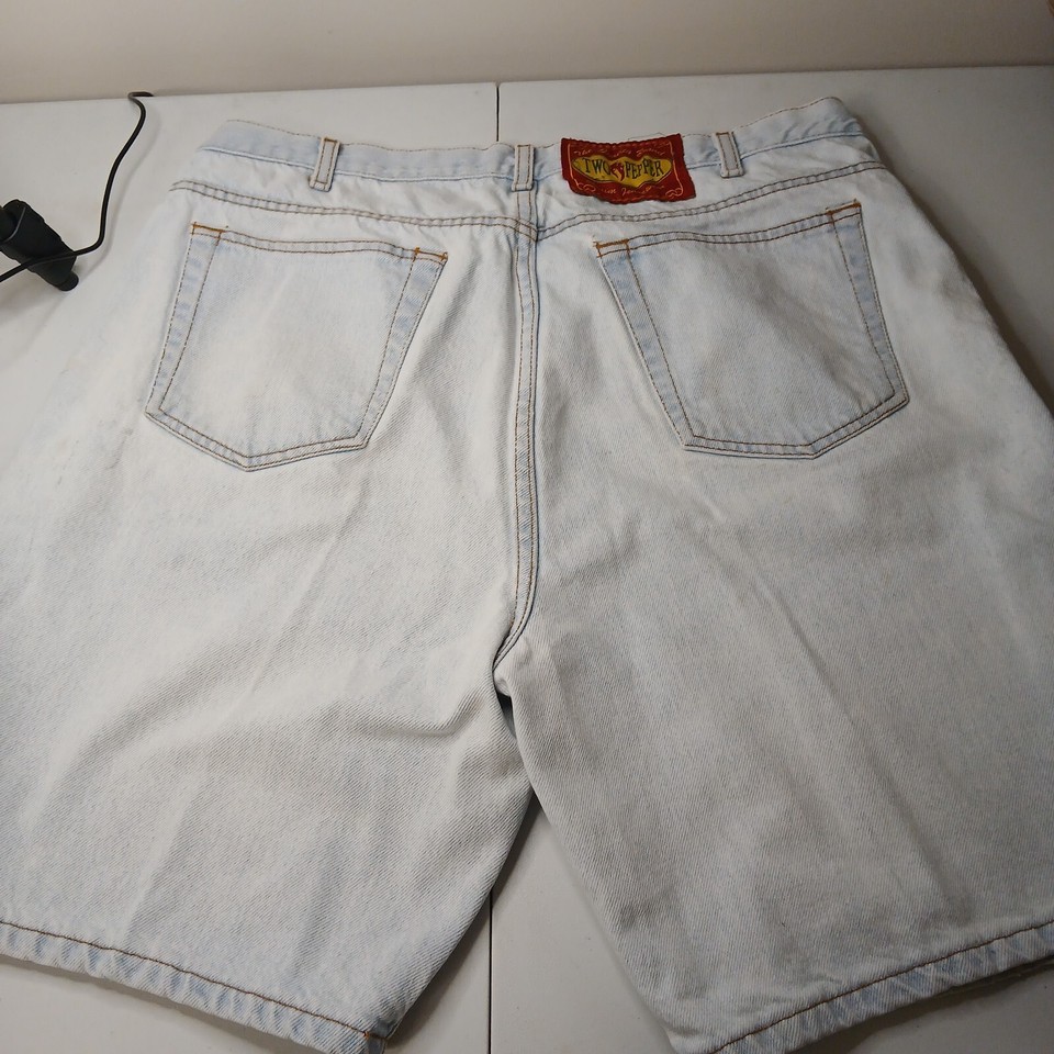 Vintage Two Pepper Shorts Men's Size 38 Blue Light Wash Blue Denim Jean