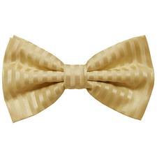 New men's pre-tied bowtie tone on tone stripes poly formal beige gold wedding