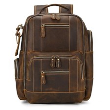Men's Leather Backpack Retro Luxury Fashion Style Travel Leather Backpack