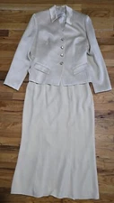 Teri Jon By Rickie Freeman Womens 2-pc Set Silk Long Dress with Coat Cream Sz 12