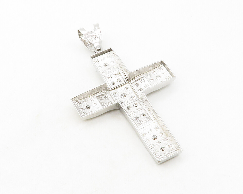 925 Sterling Silver Sparkling Cubic Zirconia Religious Cross Pendant ...