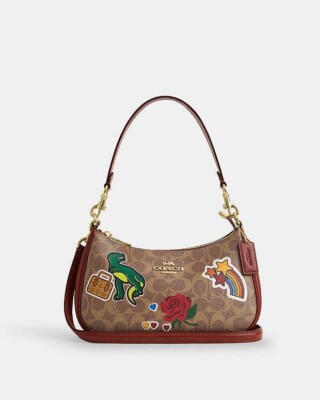 COACH CV939 Teri Shoulder Bag In Signature Canvas & Leather With