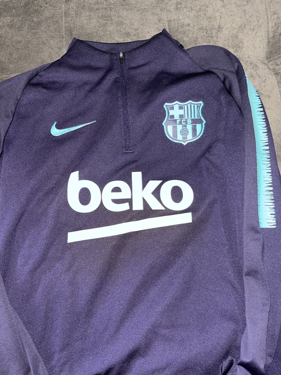 NIKE FC Barcelona 18/19 Soccer Training Zip Pullover Mens Medium