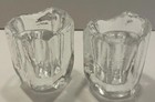 Recycled Clear Glass Candlestick Holders Set Of 2 No Chips 6 Sided No Signature