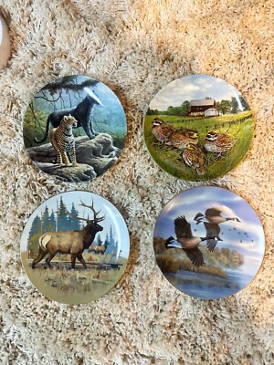 4 wildlife decorative porcelain plate collage