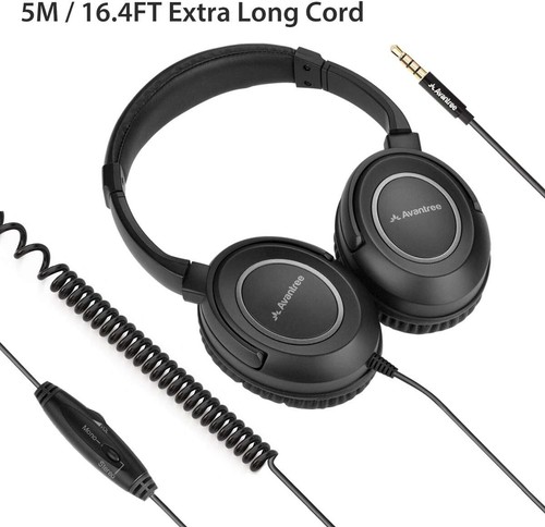 Avantree HF039 Long Coiled Cord Headphones for TV 16.4 Feet / 5M Extended Range - Picture 2 of 7