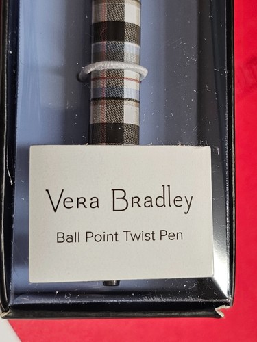 NIB Vera Bradley PERFECTLY PLAID Metal Twist Ball Point Pen Black refill capable - Picture 4 of 7
