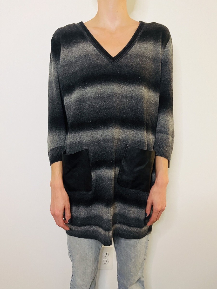 michael kors grey sweater dress XL Faux Leather Pockets Ombré Web Collection: Date Night