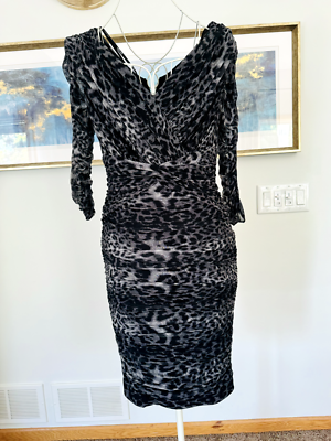 Tadashi Shoji Black & Withe Ruched Cocktail Knee-length Dress Size S | eBay