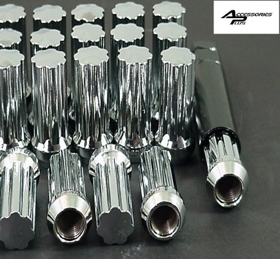 24 Pc 1995-2024 CHEVY TAHOE CHROM SPLINE LUG NUTS WITH SOCKET KEY Part # AP-5654