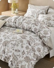 Floral Duvet Cover King Size King 104" x 90" 01 - Linen Vines No Comforter