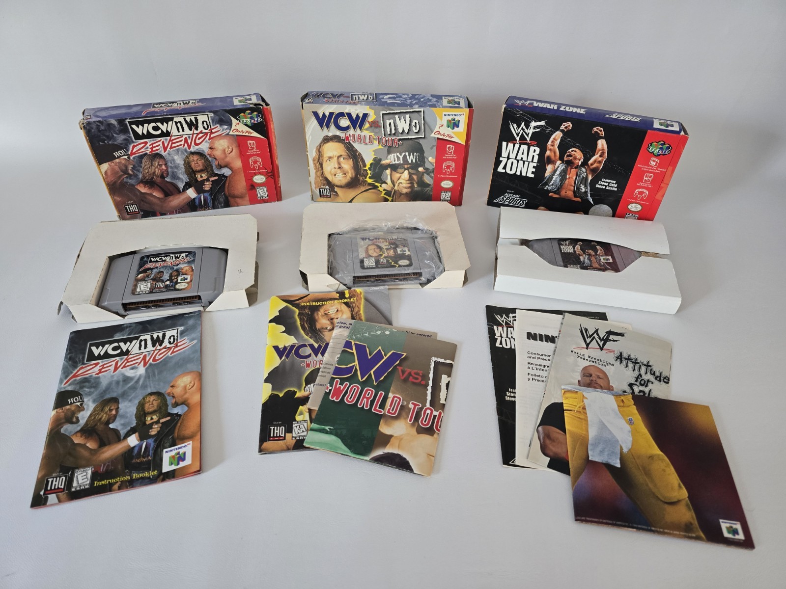 Nintendo 64 N64 WCW NWO Revenge - WCW vs NWO World Tour - WWF War Zone All CIB