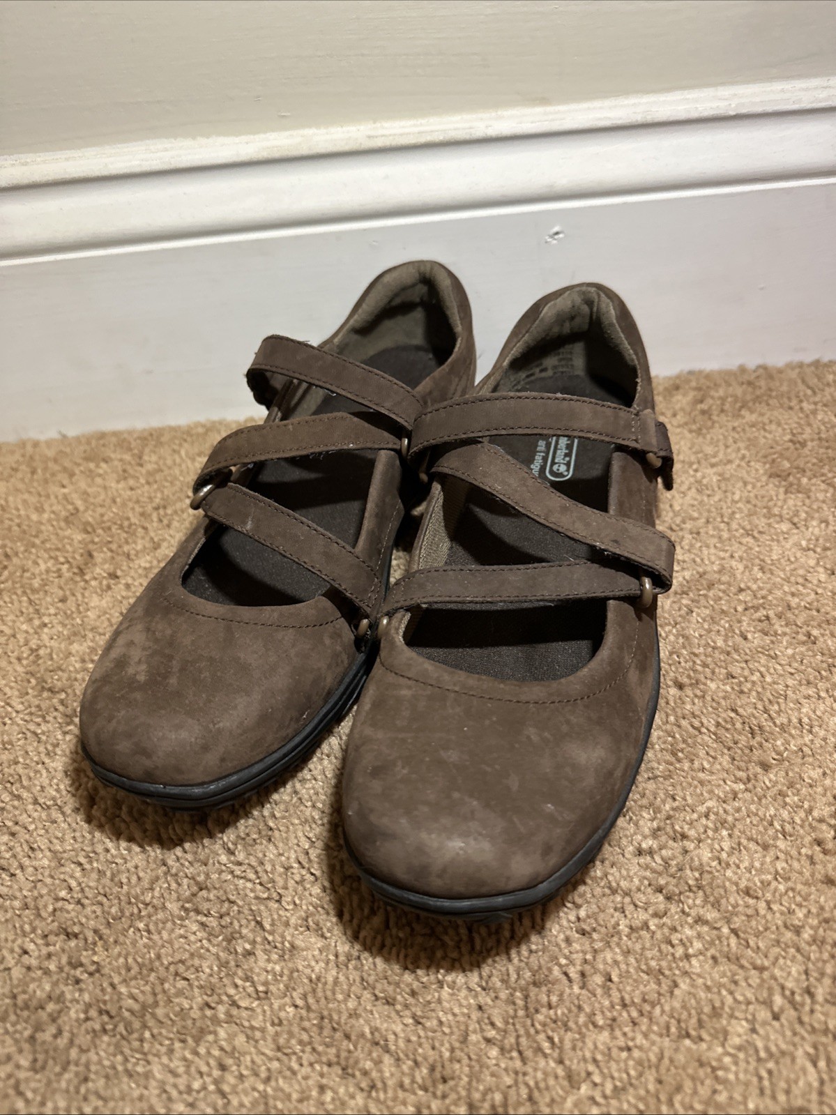 Timberland Women’s Brown Leather Mary Jane Slip On Shoes Anti Fatigue Size 7