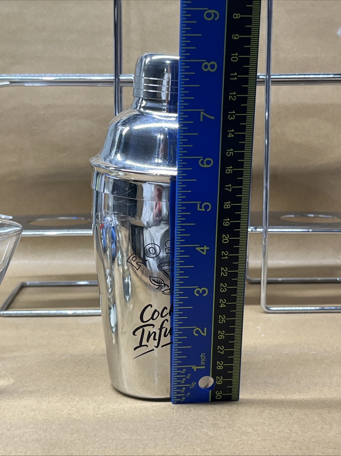 MCM Martini Cocktail Barware Set Shaker & 5 Glasses Silver Modern Rose’s