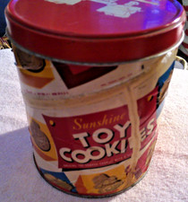 Sunshine Biscuits Toy Cookies Cardboard Tin Made in USA Pail Bucket Lithograph