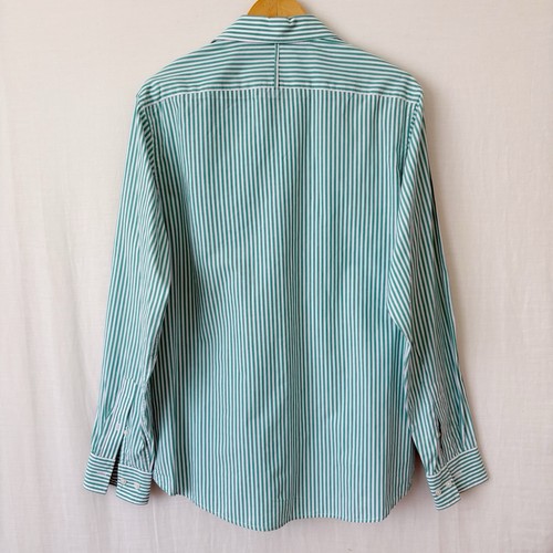 David Jones Shirt Size M Green White Striped Button Up Cotton Long Sleeve Collar - Picture 10 of 13