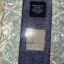 NWT William Morris At Home Queen Duvet Set Honeysuckle Tulip Sea  Green 3pc