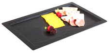 Tablett Servierplatte Speisenplatte GN 1/1 Melamin schwarz Rand 32,5 x 53 cm