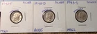 1943-P MINT STATE / 1943-D ALMOST UNC / 1943-S MINT STATE SILVER MERCURY DIMES