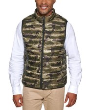 Club Room Men Regular fit Puffer Jacket Vest Large Green Camouflage Packable