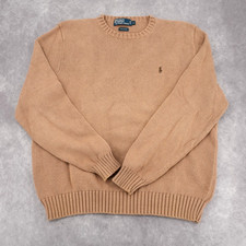 VTG Polo Ralph Lauren Men's Brown Crewneck Sweater Embroidered Pony Size L