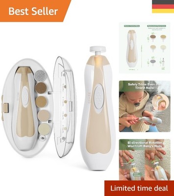 Haakaa Elektischer Baby-Nagelknipser mit LED-Licht & 6 Schleifköpfen in Khaki