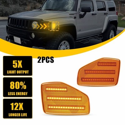 Amber Front LED Side Marker Lights For 2006-2010 Hummer H3 & H3T 2009-2010 EXD