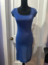 My Michelle Blue Sparkly Short Sleeve Dress in S