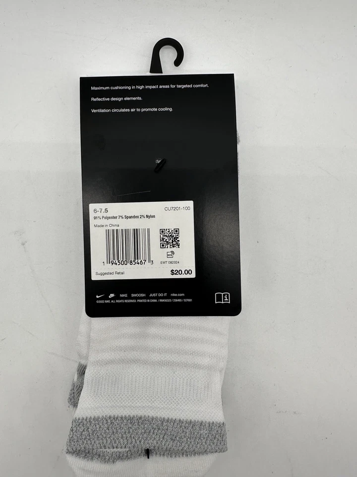 NUEVO UN PAR DE CALCETINES PARA MUJER NIKE SPARK DRI FIT RUNNING LIGEROS NO SHOW BLANCOS Foto 2 de 3