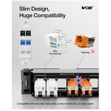 25-Pack Listed Cat6 Keystone Jacks for Patch Panel
