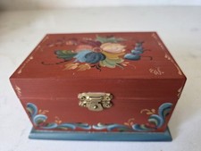 Vintage Handmade Rosemaling Painted Wood Box ...