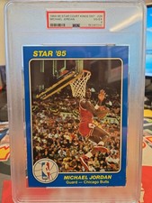 1984-85 Star Court Kings Michael Jordan Rookie Blue 5x7 Card #26 PSA 4 VG-EX (YM. rookie card picture