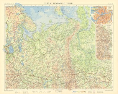 Nordwestrussland. UdSSR. Industrie Ural Einsatz. Leningrad Plan. TIMES 1959 Karte
