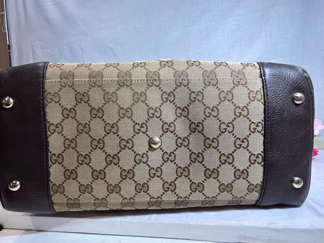 GUCCI GG Canvas Horsebit Tote Bag Women's Vintage Size 33cm Excellent thumbnail 6