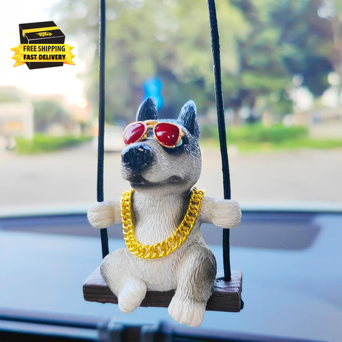 Swinging Dog Car Hanging Ornament, Cool Husky Sled Dog Car Mirror Hanging Access - Picture 5 of 7