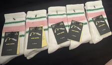 art class Crew Socks 10 Pairs girls Size S White Pink Green Striped Recycle Poly