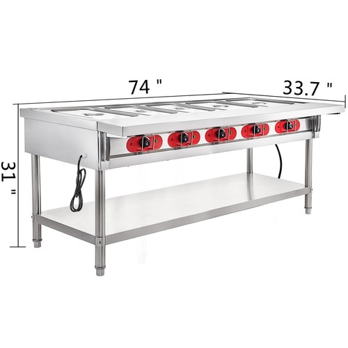 Commercial Steam Table Electric Food Warmer 5-Well Steam Table 3750W - Picture 8 of 12