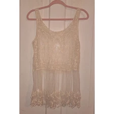 Dreamers Size Medium Lace Sheer Floral Festival Cottagecore Fairycore Tank Top