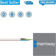 BH01452 3-Core Round Flex Cable, 2183Y 0.5mm White, 10 Metres 33 feet 2.40 per metre