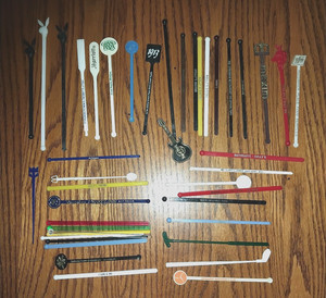 Lot 42 Vintage Swizzle Sticks NO DUPES  Playboy Pan am Delta Las Vegas Hard Rock
