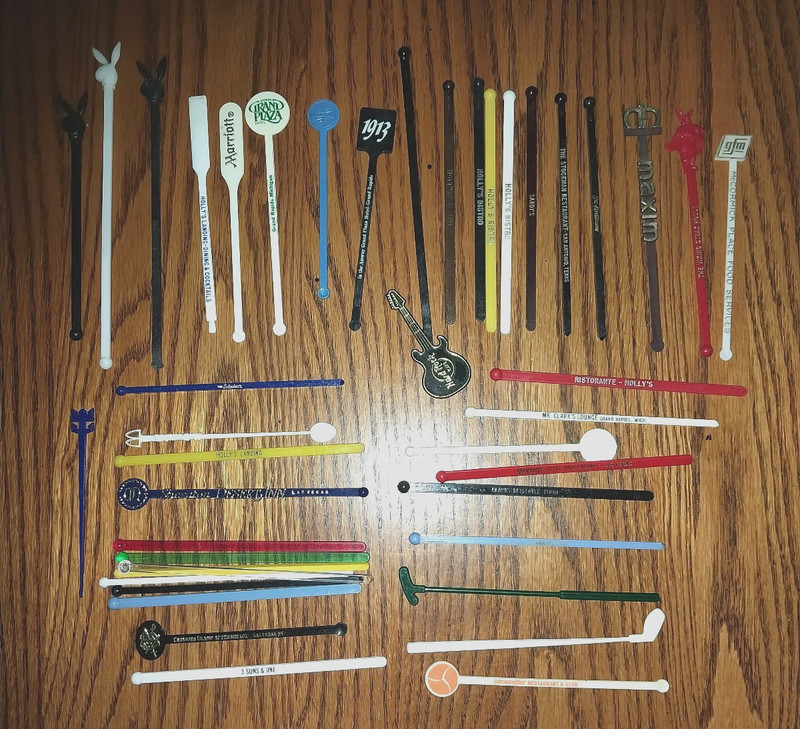 Lot 42 Vintage Swizzle Sticks NO DUPES  Playboy Pan am Delta Las Vegas Hard Rock